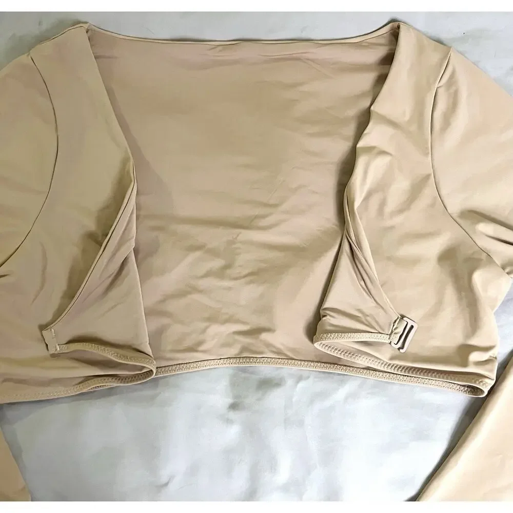 SKIMS 3X Recycled Swim Long Sleeve Crop Top Shrug Ochre Arm Coverage Sleeves NWT